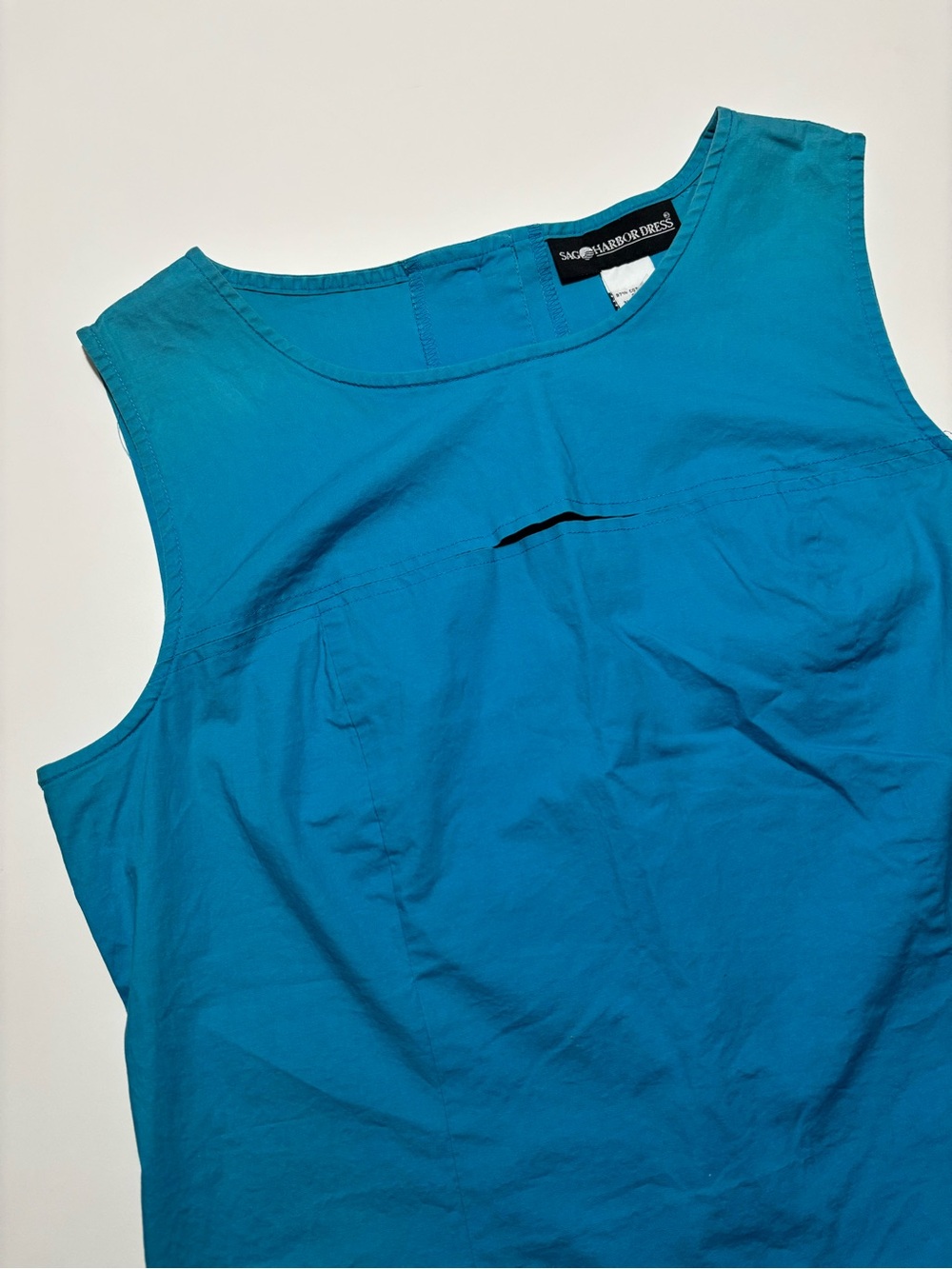 Sag Harbor Blue Peekaboo Button Back Cotton Tank Top